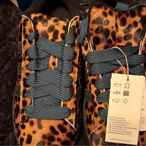 Adidas Leopard Print Sneakers with Blue Accents